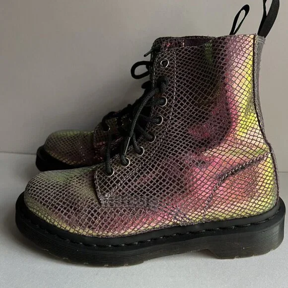 Dr. Martens 1460 Pascal Pink Iridescent Metallic Shiny Combat Boots Size 6 - Picture 14 of 16